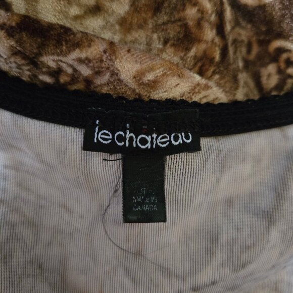 Vintage 90s Y2K Velvet Lace Up Top Brown Beige Paisley Fairy Grunge Size M - Picture 10 of 11